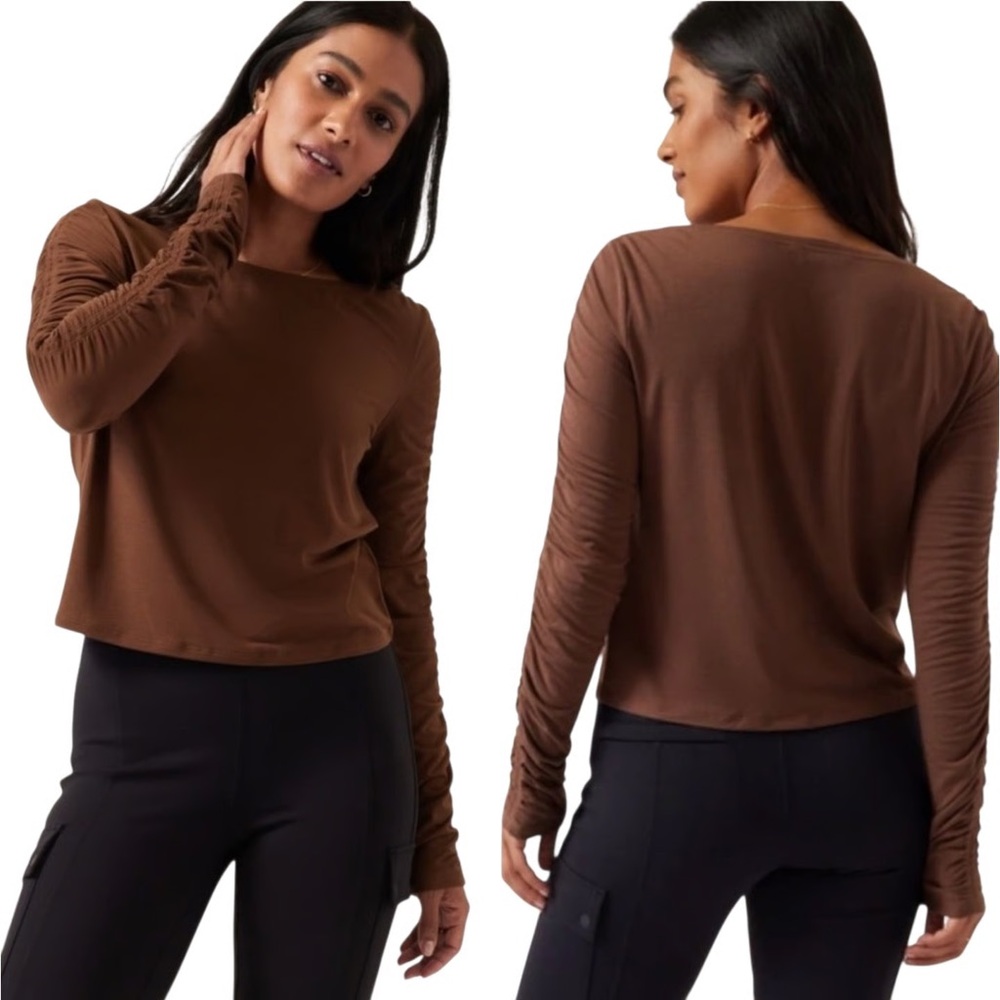 Athleta Brown Long Sleeve Top